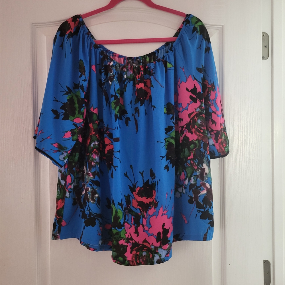 Chelsea & Theodore Blue and Pink Blouse
